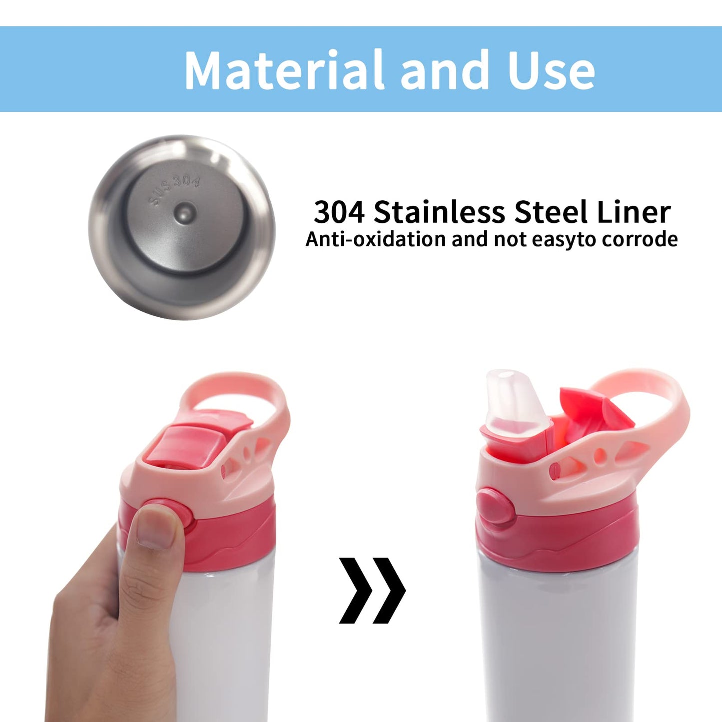 OKBA 4pcs 12oz sublimation Blanks sippy cup,sublimation tumblers for kids,Stainless Steel Insulated Toddler Water Bottle with Leak-Proof Straw Lid and Handle