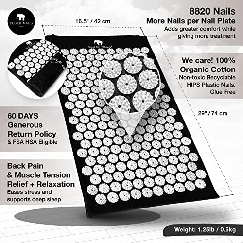 Bed of Nails The Original Premium Acupressure Mat, 8,820 Acupuncture Pressure Points for Back Pain Relief, Increased Energ...