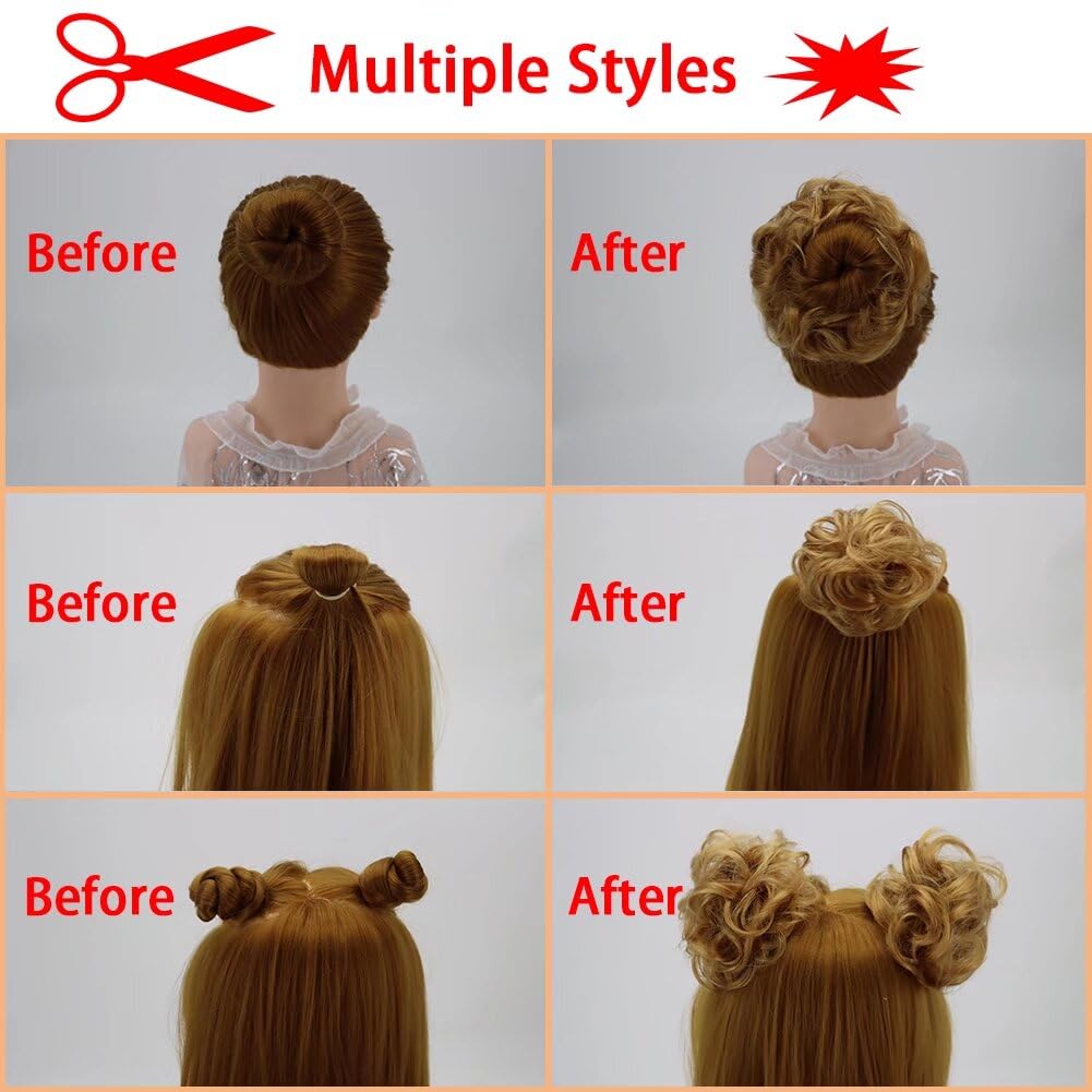 iLUU 2 Pieces Women 's Curly Messy Buns Hair Scrunchie Wigs Hair Extensions Silver Color Wavy Synthetic Updo Curly Hair Bun Exte