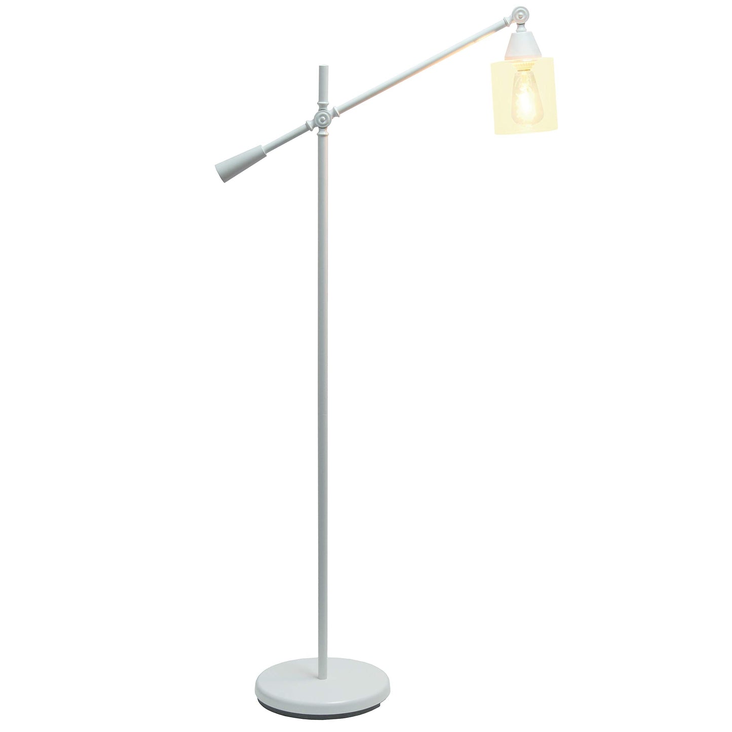 Elegant Designs LF1030-WHT Floor Lamp, Metal, 30inL x 11inW x 56inH, White Glass Shade