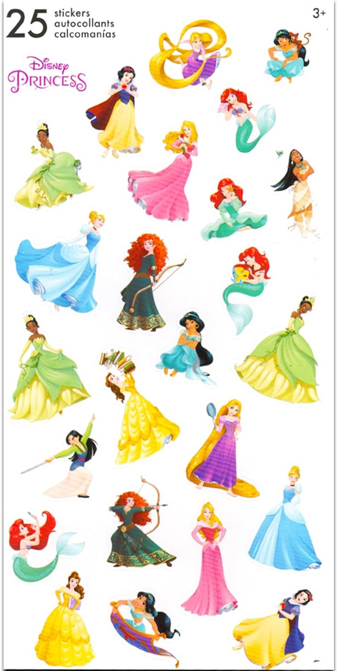 Disney Princess Water Bottle Set for Kids – Bundle with 3 Disney Princess Drinking Bottles, Stickers, and More | Princess Drinking Cups