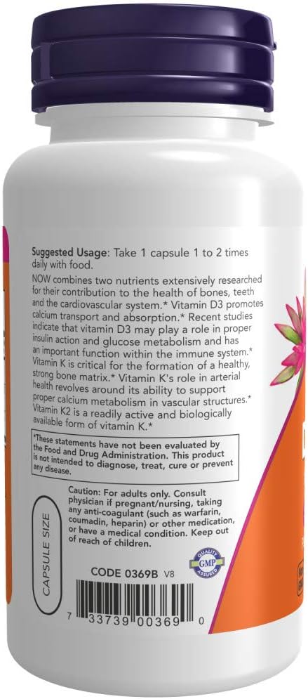 Vitamin D3 & K2, 120 Vcaps (Pack of 2)