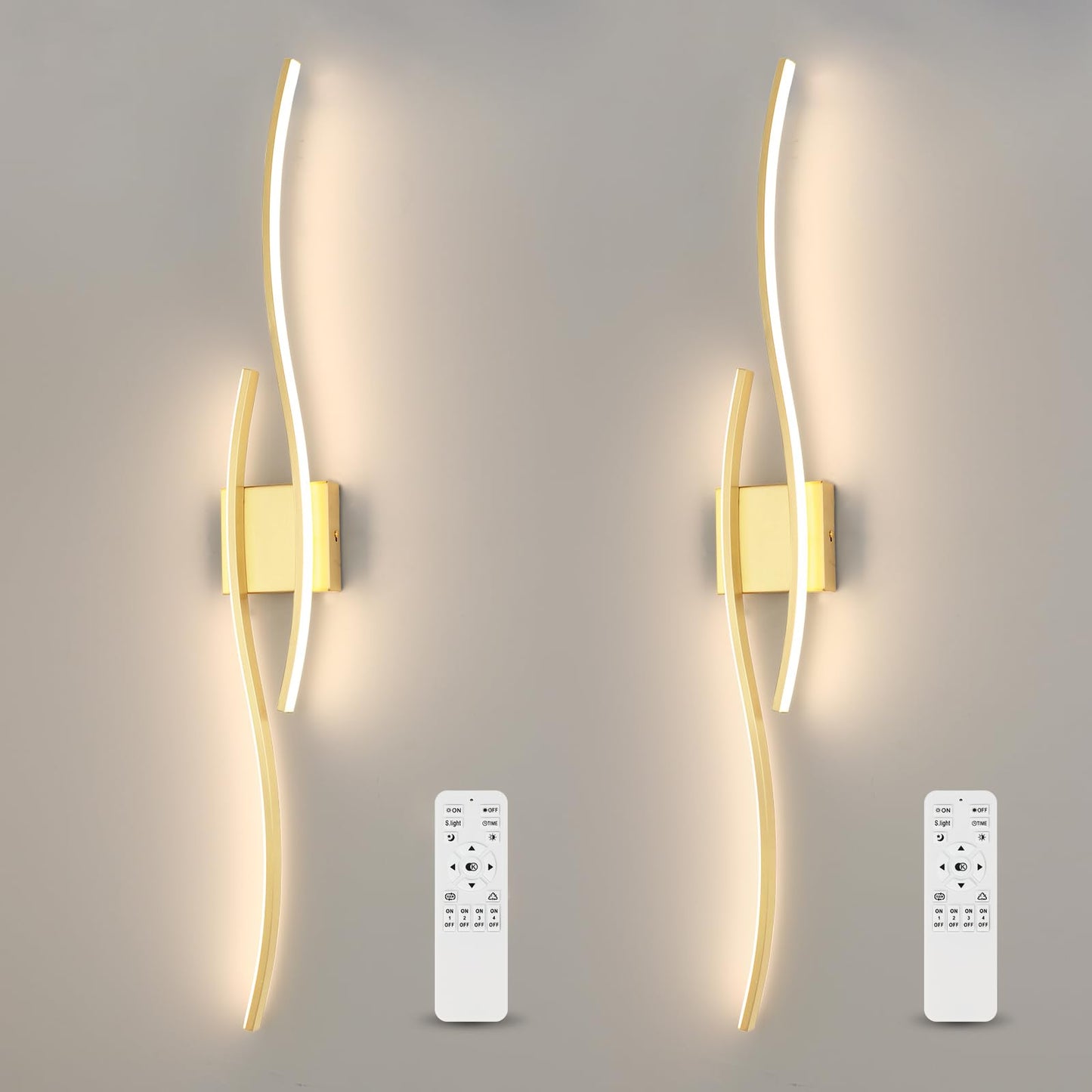 EIDEARAY Modern LED Wall Sconce Set of 2, Dimmable Gold Lighting, Hard Wired, Model WL-CTGD-D2