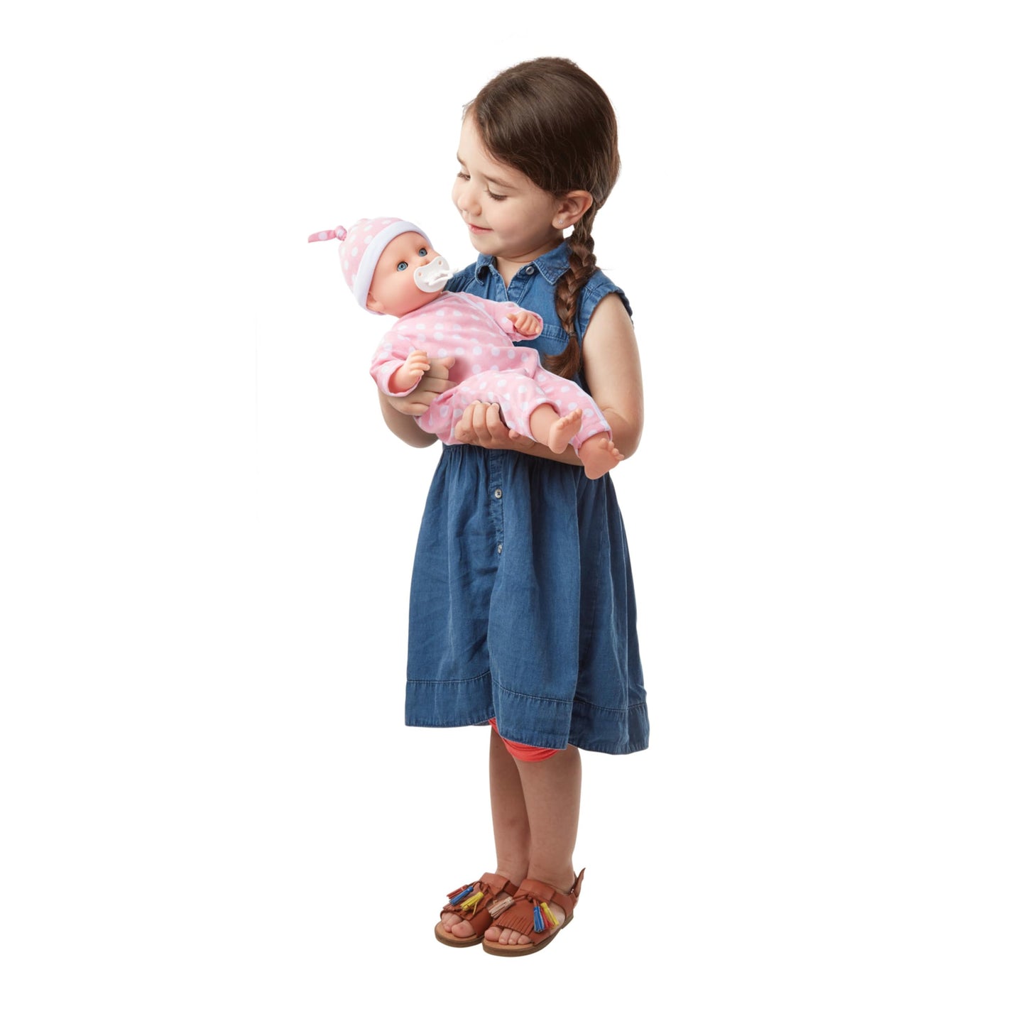 Melissa & Doug Mine to Love Twins Luke & Lucy 15” Light Skin-Tone Boy and Girl Baby Dolls with Rompers, Caps, Pacifiers - Twin Baby Dolls, First Baby Dolls for Toddlers 18 Months and Up