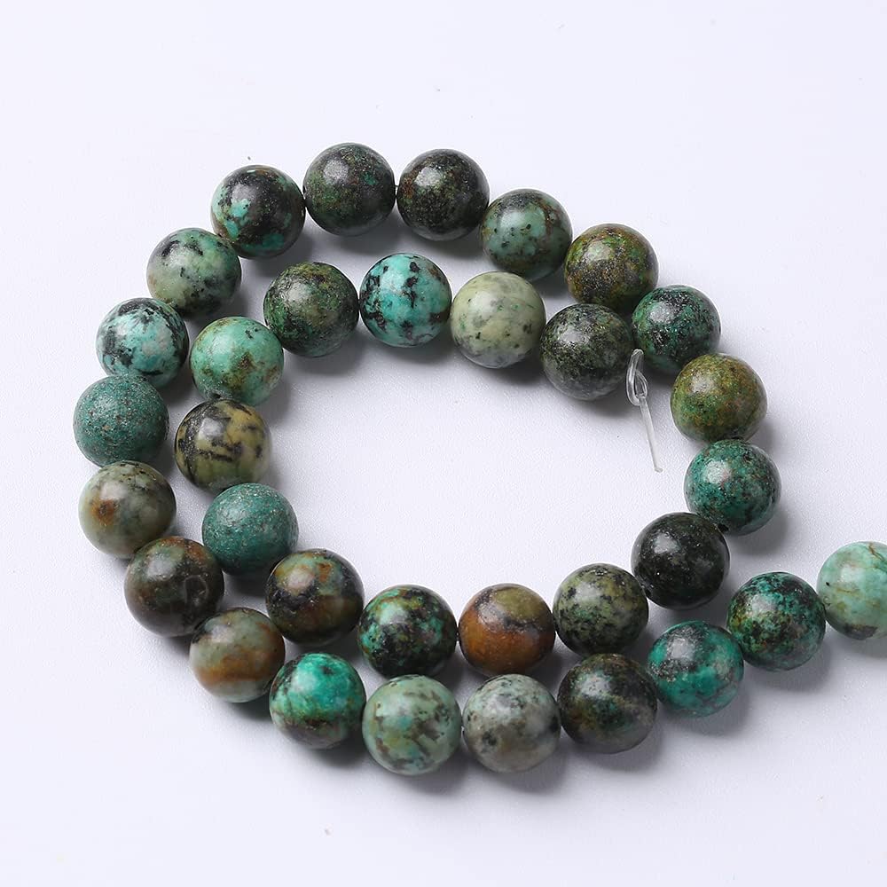 8mm 90pcs Natural African Turquoise Stone Beads for Jewelry Making Round Loose Gemstone Beads DIY Bracelet Necklace Earrings 32" 2 Strands