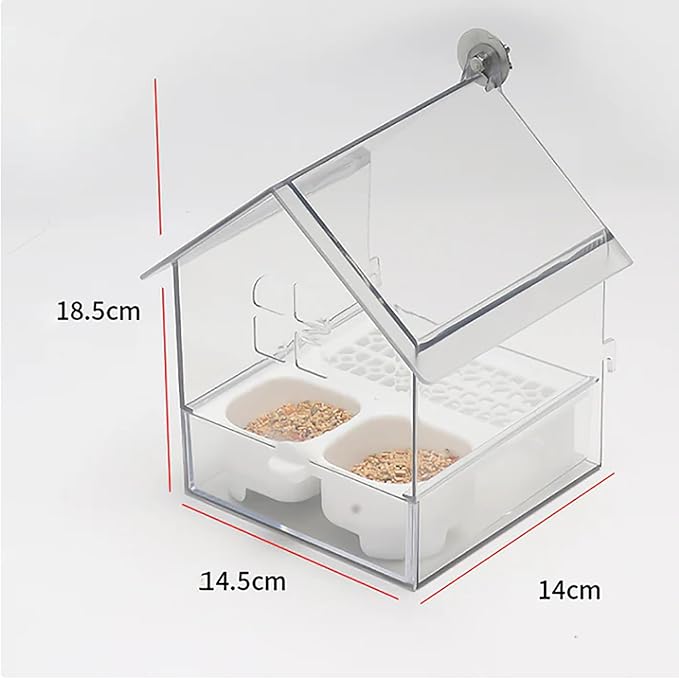 Ziveseller/Sowhathow Pull-Out External Parrot Feeder, Parrot Feeder Parakeet House Bird Bath Transparent Dish Water, Hanging Wild Bird Seed with Squirrel Proof Tray (Mix*2)