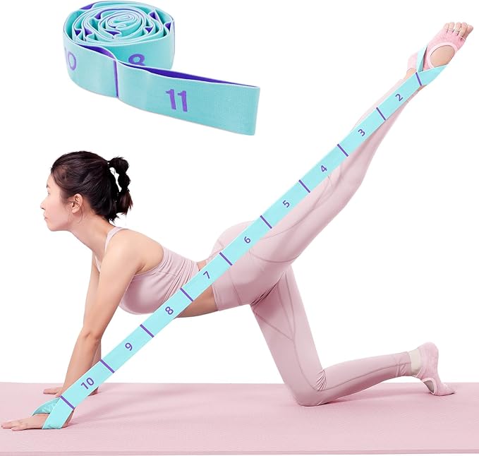 Xensamy 11 Loops Stretch band - Yoga, Pilates, Ballet, and Physical Therapy Stretching strap for Flexibility, Leg Stretchi...