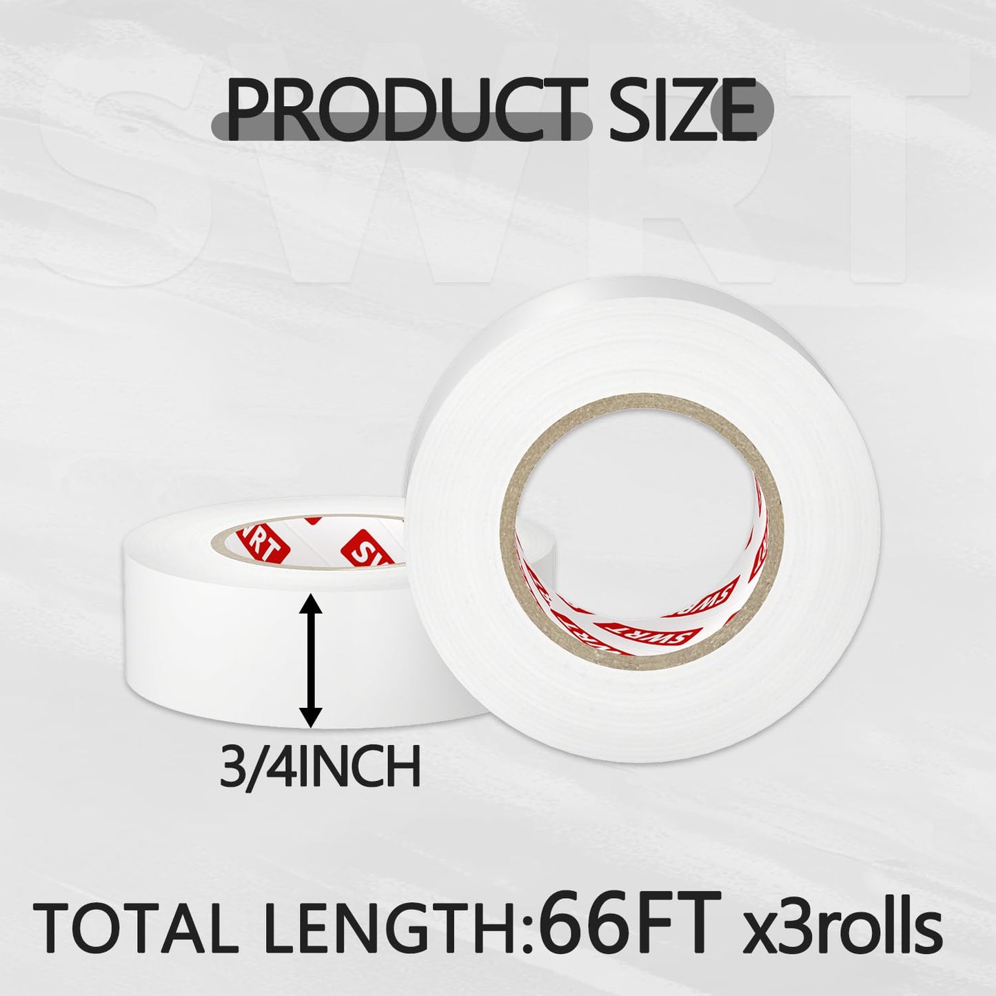 SWRT 0.7 in x 66 FT White Electrical Tape Waterproof, 3 Pack High Temp Electric Tape Under 600V for All Weather - UV Protection - Flame Retardant