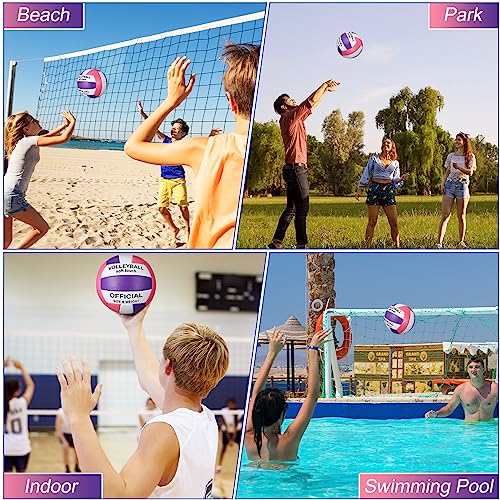 Lenwen 2 Pack Beach Volleyball Official Size 5 for Indoor Outdoor, Waterproof Soft Volleyball with Pump for Adult Beginner...