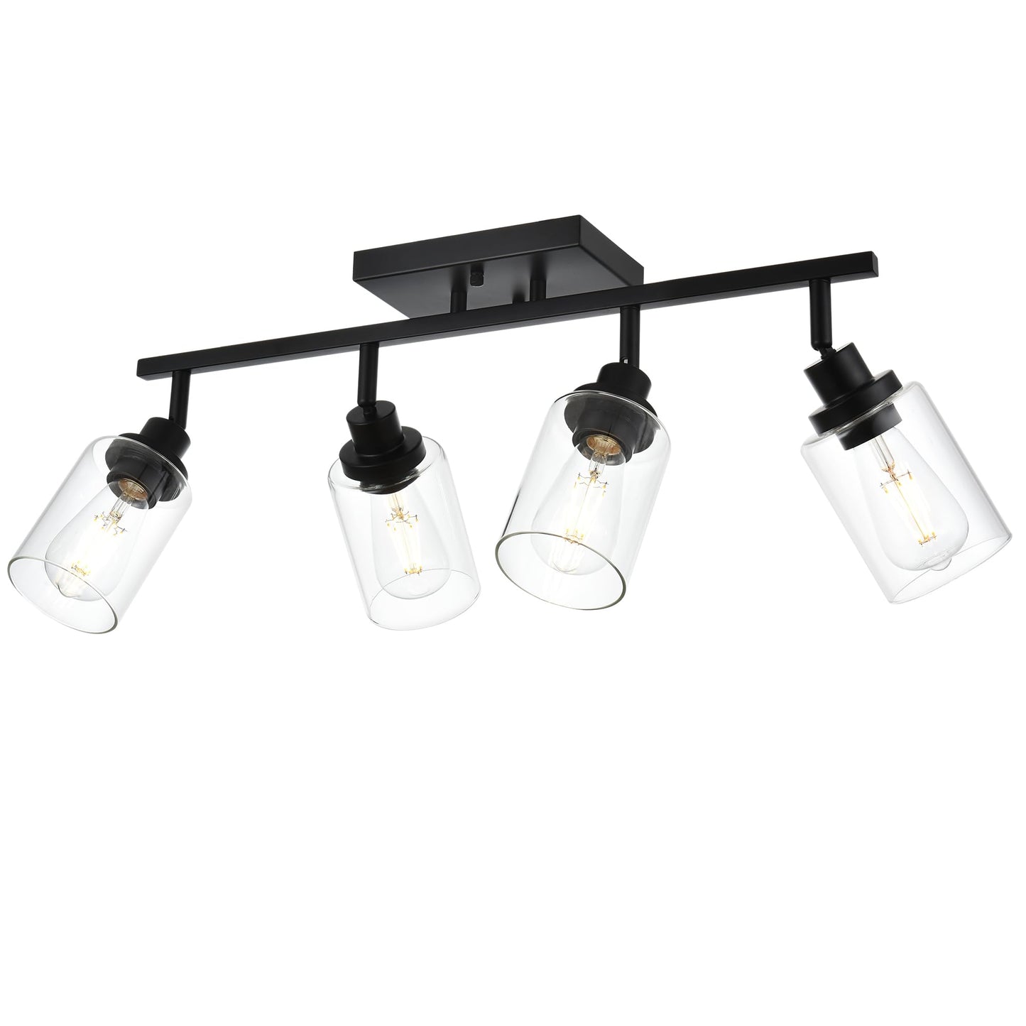 Wanluce 4-Light Track Lighting Kit Black Track Lighting Fixtures Bathroom Wall Sconces Ceiling Mount Kitchen Tracking Lights  Rotatable Spotlight With Clear Glass Shade For Kitchen Shop Hallway