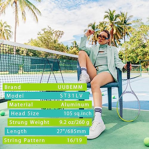 Tennis Racket Pre-Strung Lightweight 27 Inch Racquet Recreational Adult Rackets for Men Women Students Training Tennis Sta...