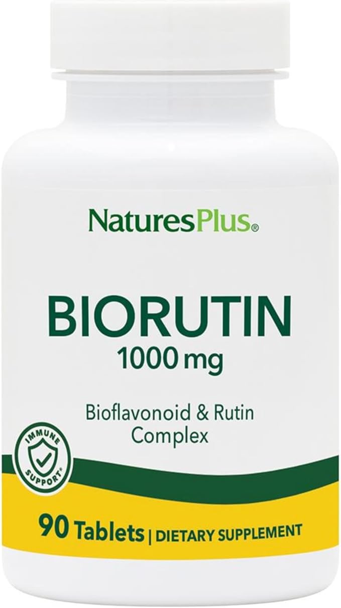 Natures Plus Biorutin 1000 mg - 90 Tablets - Bioflavonoid & Rutin Complex - Supports Vascular Function & Circulation - Vegetarian, Gluten Free - 90 Servings