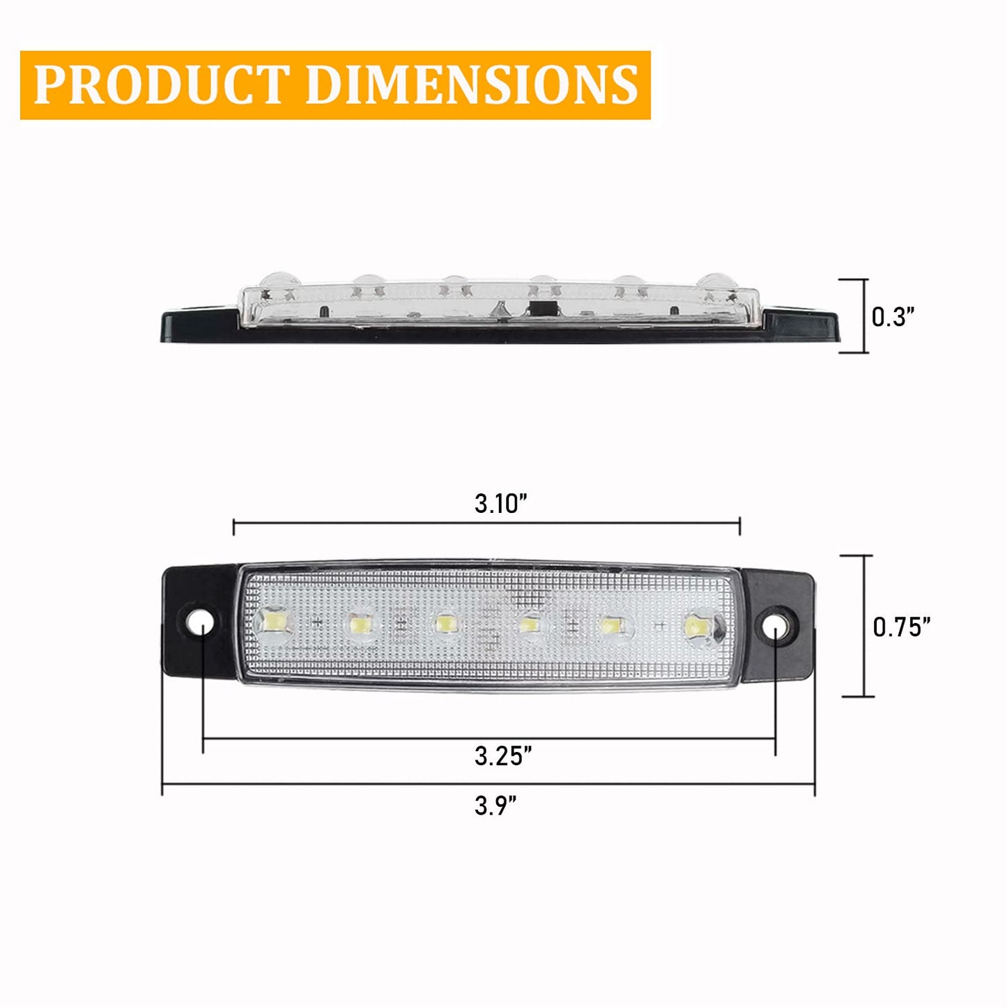 Pseqt Led Boat Interior Lights - Waterproof Navigation Lighting Strip, 10Pcs, White, Pc Lens For Fishing, Pontoon, Kayak, Yacht, Sailboat