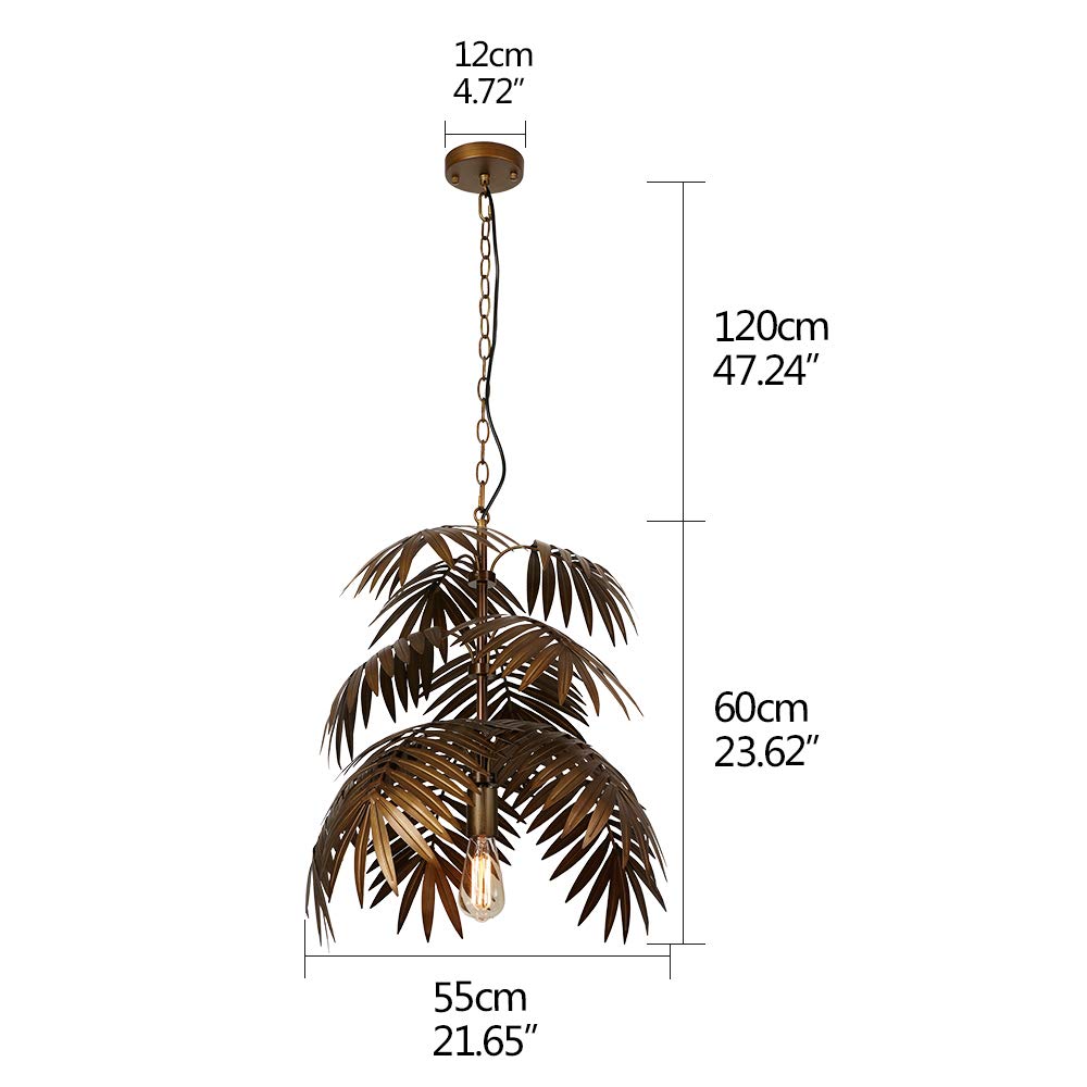 Newrays Vintage Tropical Coconut Leaves Chandelier, Metal, Rustic Design, Model Yzs1, Perfect For Living Room, Dining Room, Or Kitchen