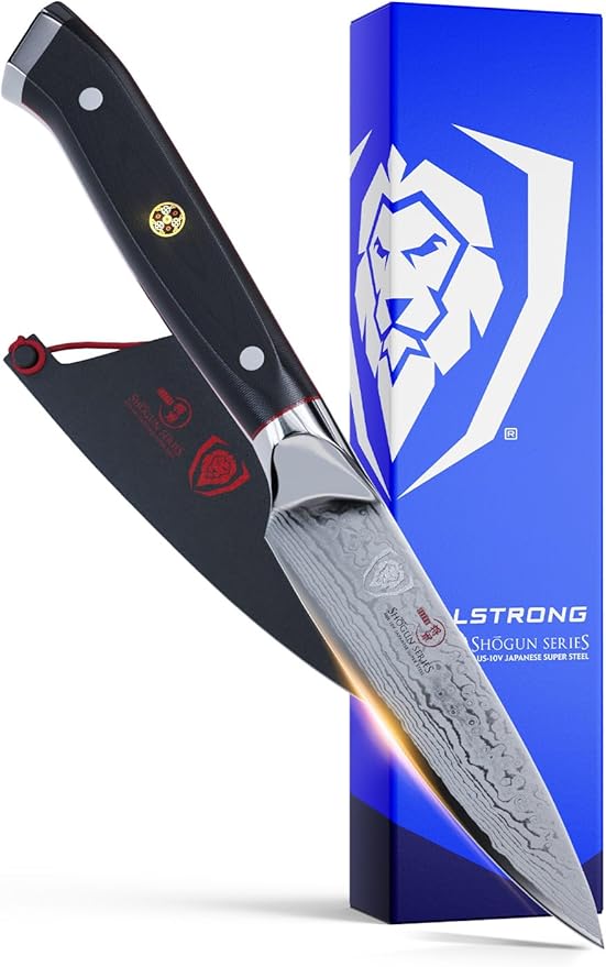 Dalstrong Paring Knife - 3.5 inch - Shogun Series ELITE - Damascus - AUS-10V Japanese Super Steel Kitchen Knife - Vacuum Treated - Vegetable, Fruit Knife - Razor Sharp Cooking Chef's Knife - w/Sheath