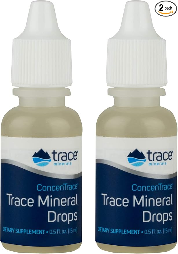 Trace Minerals ConcenTrace Drops | 72+ Minerals, Ionic Liquid Magnesium, Chloride, Potassium | Low Sodium | Energy, Electrolytes, Hydration | 12 Day Supply, 0.5 fl oz (Pack of 2)