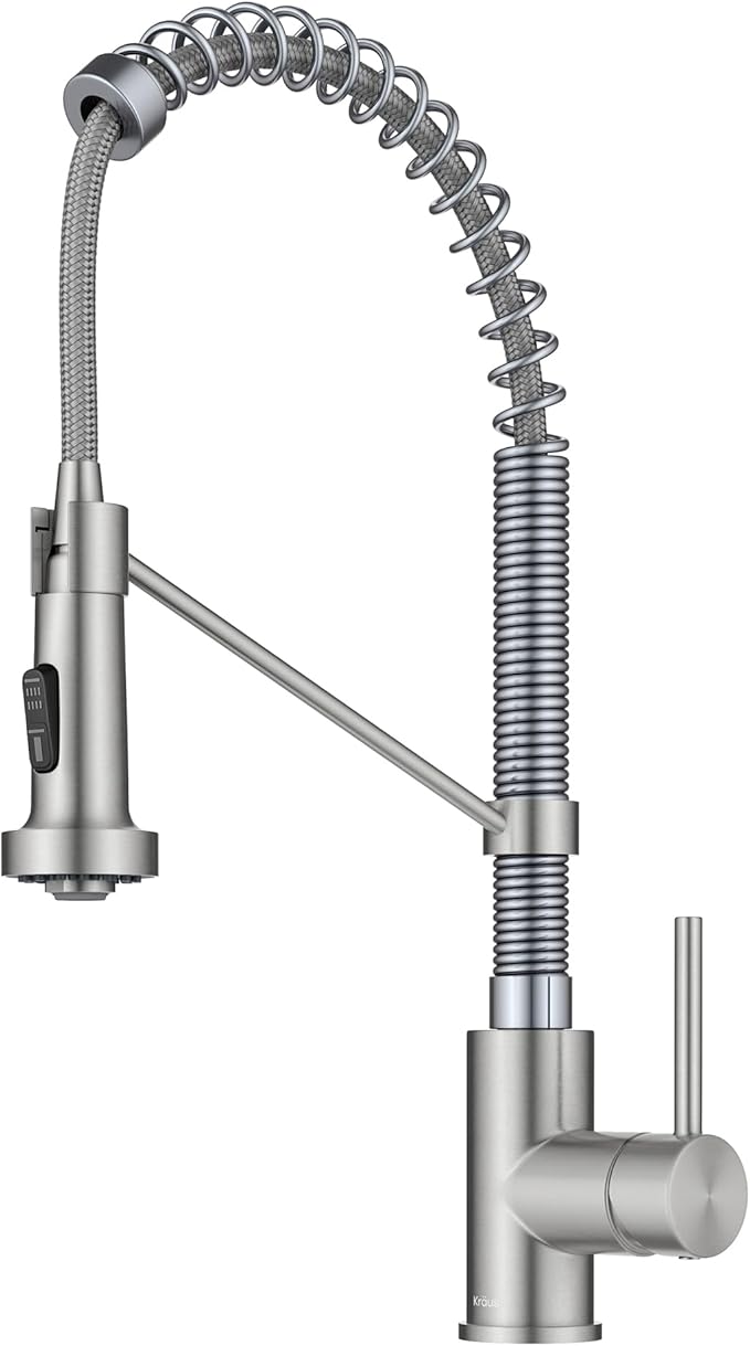 Kraus KPF-1610SFSCH Bolden 18-Inch Commercial Kitchen Faucet with Dual Function Pull-Down Sprayhead in All-Brite Finish, Spot Free Stainless Steel/Chrome
