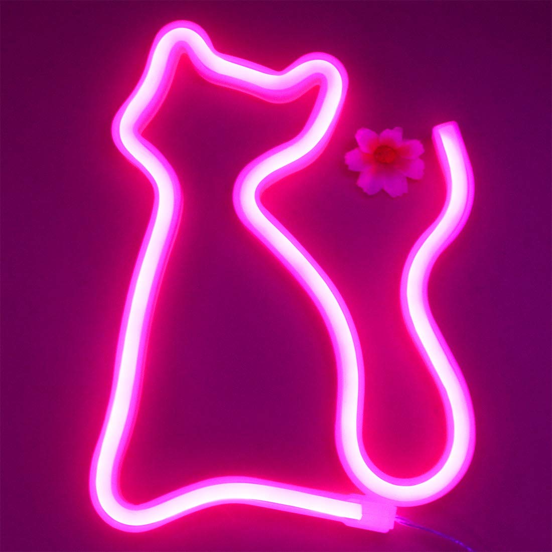 YAOZHOU LED Cat Neon Sign Light, Pink, Battery/USB Operated, Wall Decor for Cat Lovers, Kids, and mature-themeds