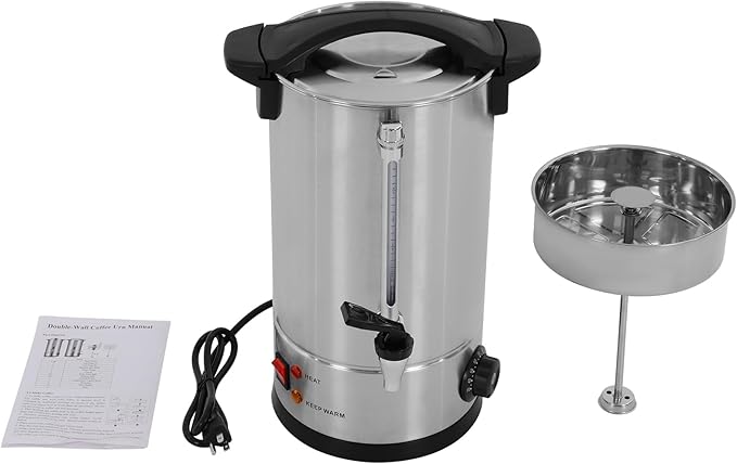 Coffee Urn, 65 Cup Coffee Percolator Commercial Coffee Maker, 10L Stainless Steel Coffee Maker Hot Water Beverage Dispenser Electric Coffee Urn For Catering, Wedding, Party