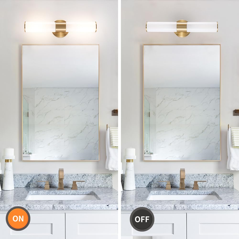 Gold Bathroom Wall Sconces Set Of 2  Brass Wall Sconce With Mikly White Glass Shade  Modern Sconces Wall Lighting  Vanity Light Fixtures  Wall Lights For Mirror Living Room Bedroom Hallway Stairs