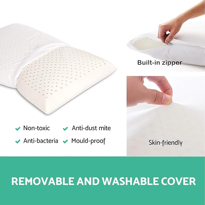 Artka 100% Natural Premium Talalay Latex Pillow, Latex Foam Pillow Medium Firm Helps Relieve Pressure, Neck and Shoulder Pain, No Toxic Memory Foam Chemicals, Best Gift (Queen (Extra Soft))