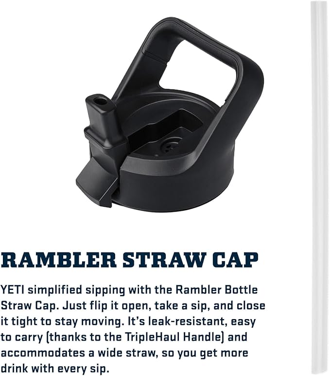 YETI Rambler 26 oz Bottle, Vacuum Insulated, Stainless Steel with Color Matching Straw Cap