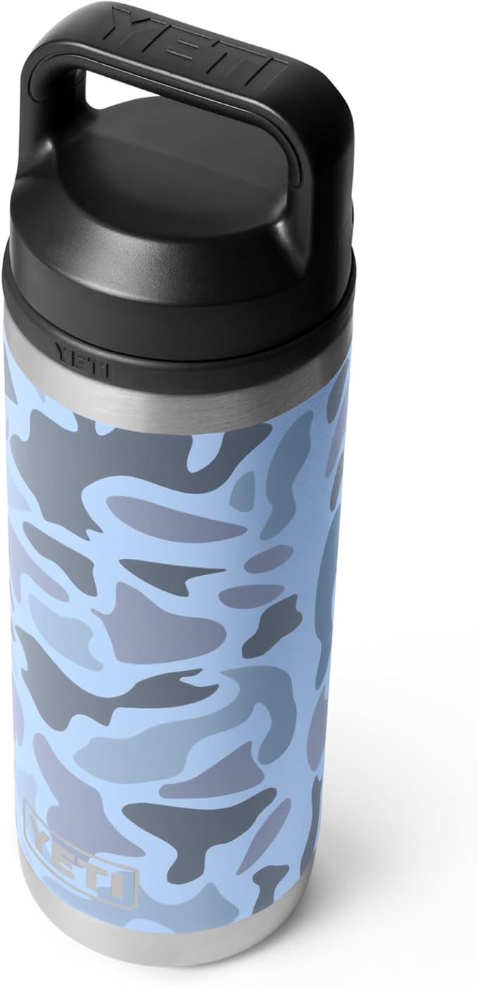 YETI Rambler 18 oz Bottle, Vacuum Insulated, Leakproof, Stainless Steel with Chug Cap, Blue Camo