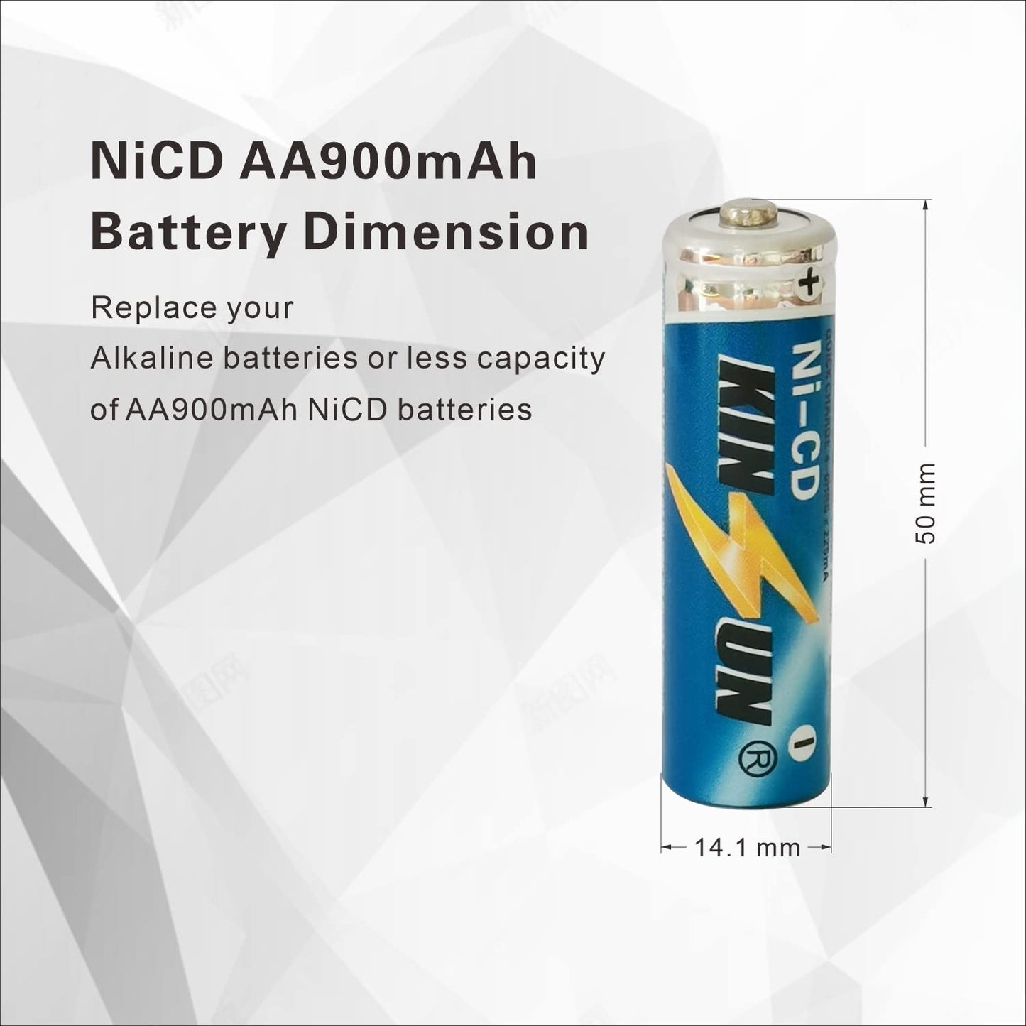 Kinsun 8-Pack Rechargeable Ni-Cd Aa Batteries 1.2V 900Mah For Solar Garden Lights