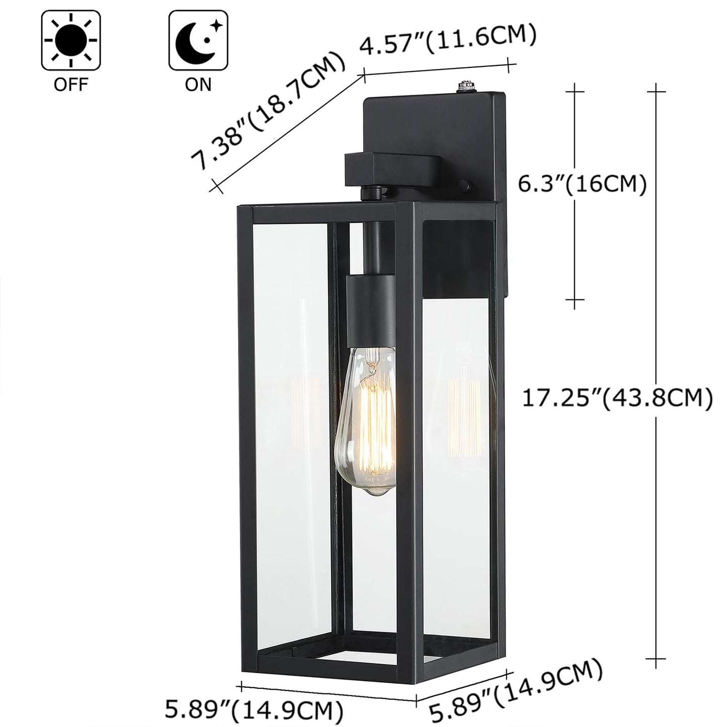 Faymart Lighting 18 Inch Outdoor Wall Light Dusk To Dawn 2 Pack Outdoor Lanterns For Porch Large Outdoor Sconce Lights With Sensor Photocell Wall Lantern For Porch Patio Garage