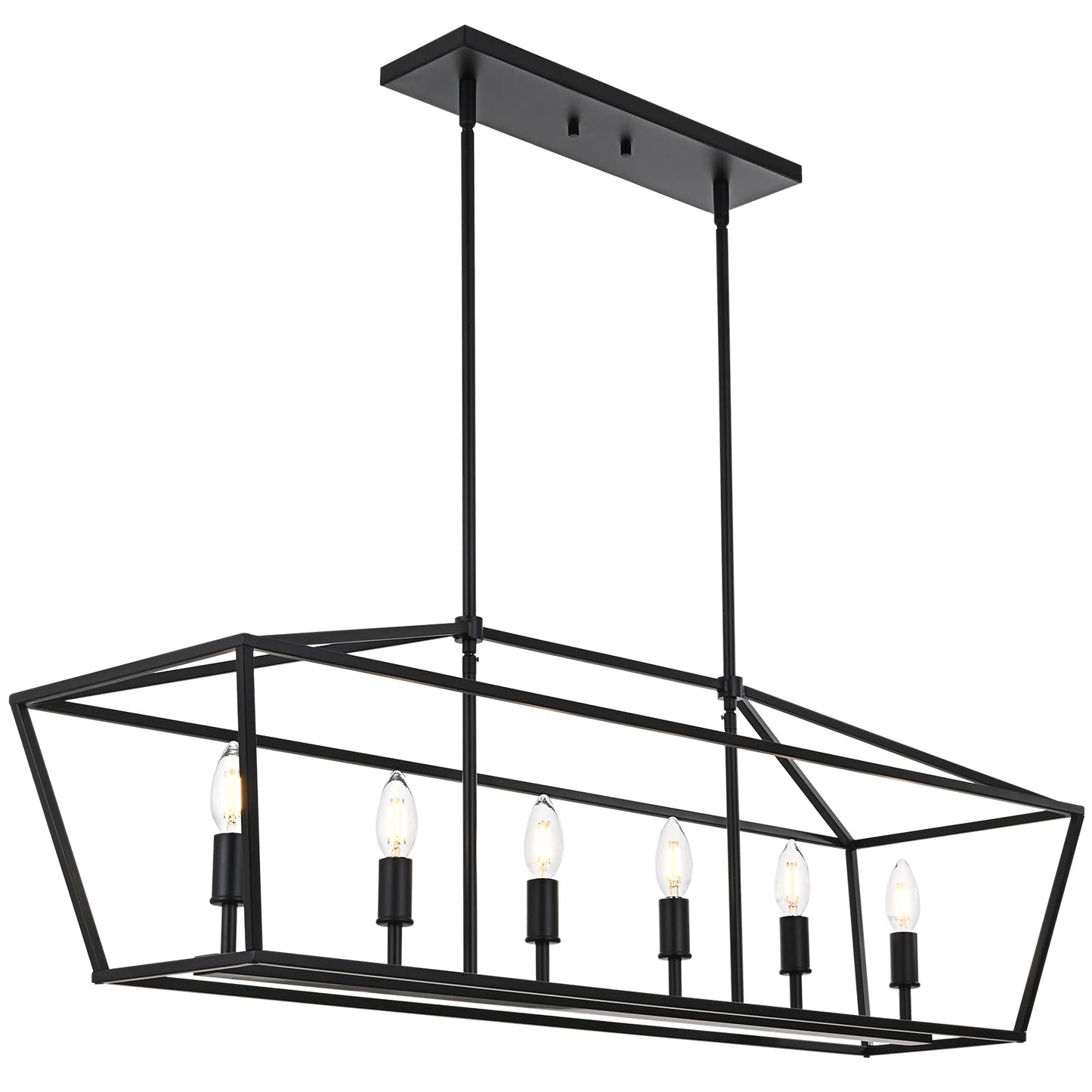 Winshen 6-Lights Kitchen Island Pendant Lighting In Black Finish  42-Inches Width Farmhouse Light Fixtures Ceiling Hanging For Dining Room Pool Table