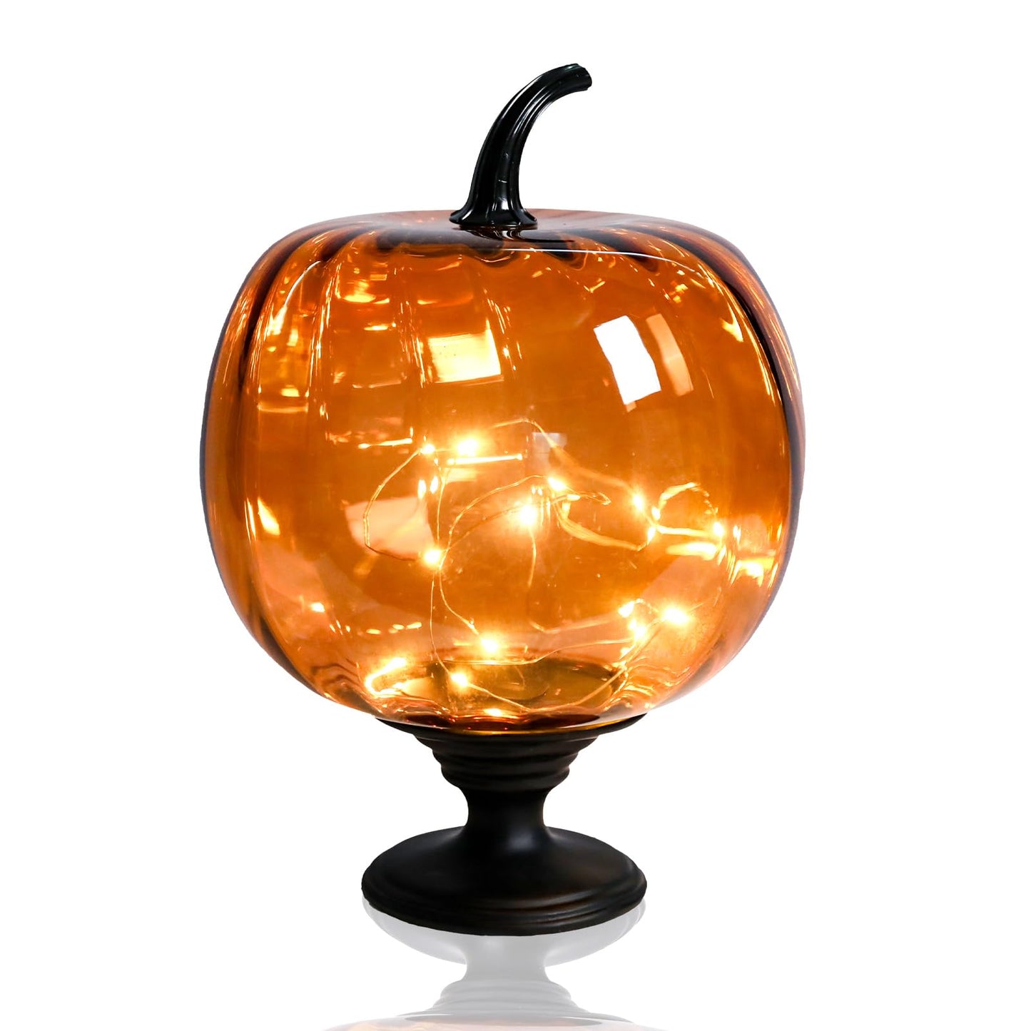 Afirst Decorative Glass Pumpkin Lights  Battery Operated Pumpkin Table Lamps  Halloween Fall Harvest Collection