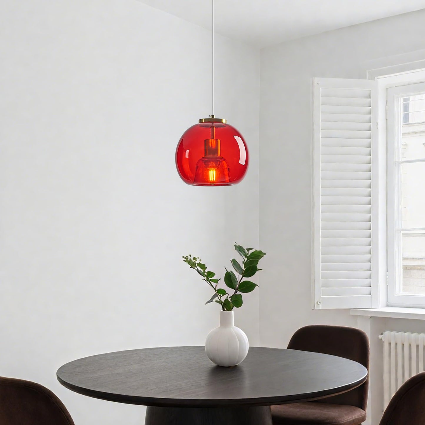 Lbsqj Red Glass Pendant Lights Kitchen Island Gold Hanging Light Fixture Glass Globe Pendant Light Modern Pendant Lighting For Kitchen Island Bedroom Dining Room (7.87  1 Pack)