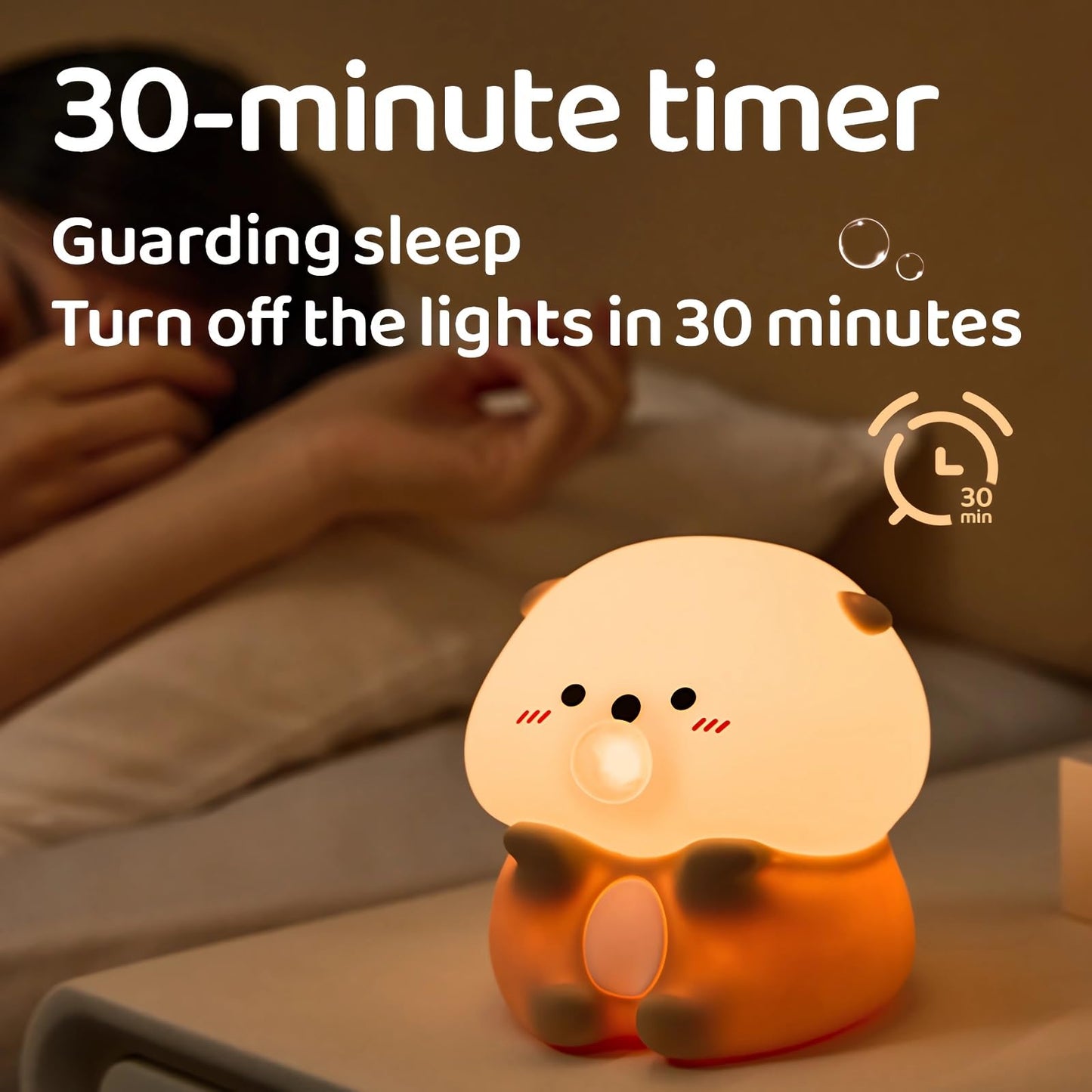 Gofuch Bubble Blowing Otter Night Light  3-Level Dimmable Usb Rechargeable Lamp With Timer  Soothing Animal Toy For Nursery Bedroom Dorm Decor  Gift For Boys Girls Teens mature-themeds