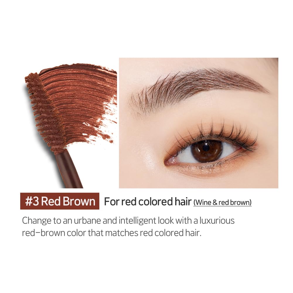 ETUDE Color My Brows, Brow Mascara, 3D Natural Coloring, Beeswax & Carnauba Wax, Moisturizing Brow Care, Eyebrow tint, Soft Gel