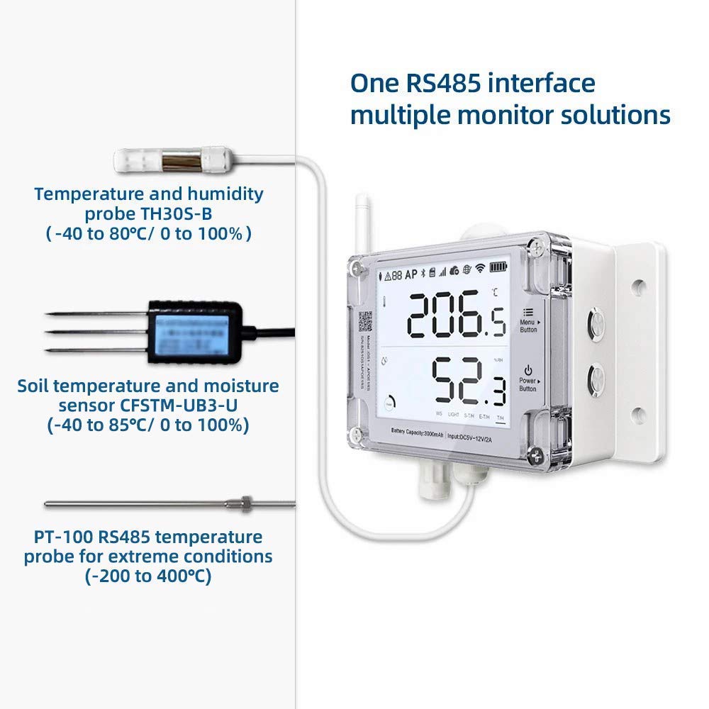 Ubibot GS1-AETH1RS + TH30S-B Ethernet Thermometer Hygrometer, WiFi Temperature Humidity Sensor, Digital Temperature Data Logger, Free App Email Alert(2.4GHz WiFi & RJ45 Ethernet, no hub Required)