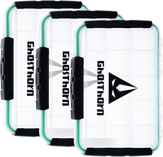 Ghosthorn Fishing Tackle Box, Waterproof 3600 and 3700 Tackle Trays, Plastic Tackle Box Organizer with Removable Dividers Storage Lure Box for Lures 1 and 4 Pack