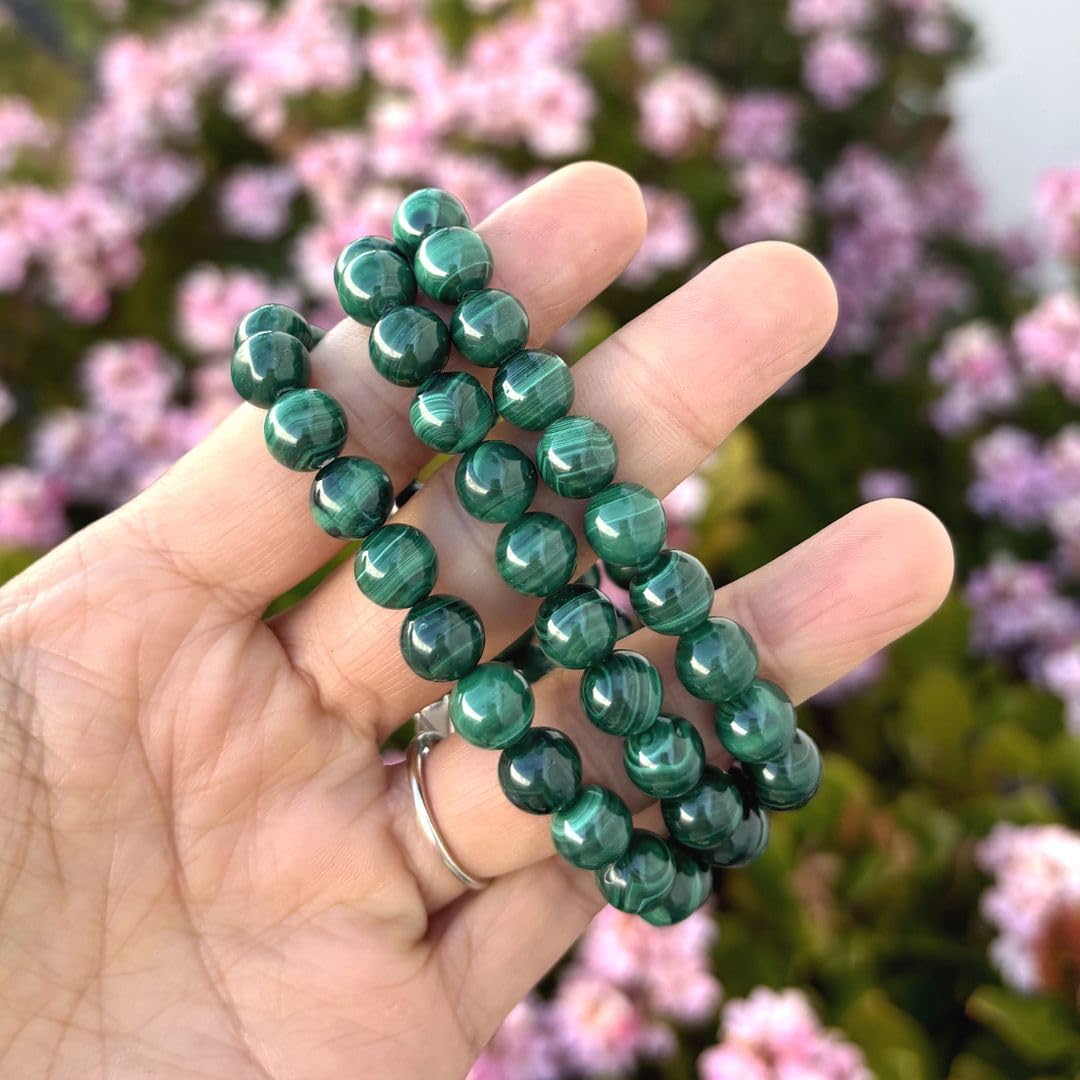 Adabele Real Natural Green Malachite Bracelet Gemstone Beaded Bracelet 7.5 inch Stretch Chakra Healing Crystal Stone Jewelry Wom