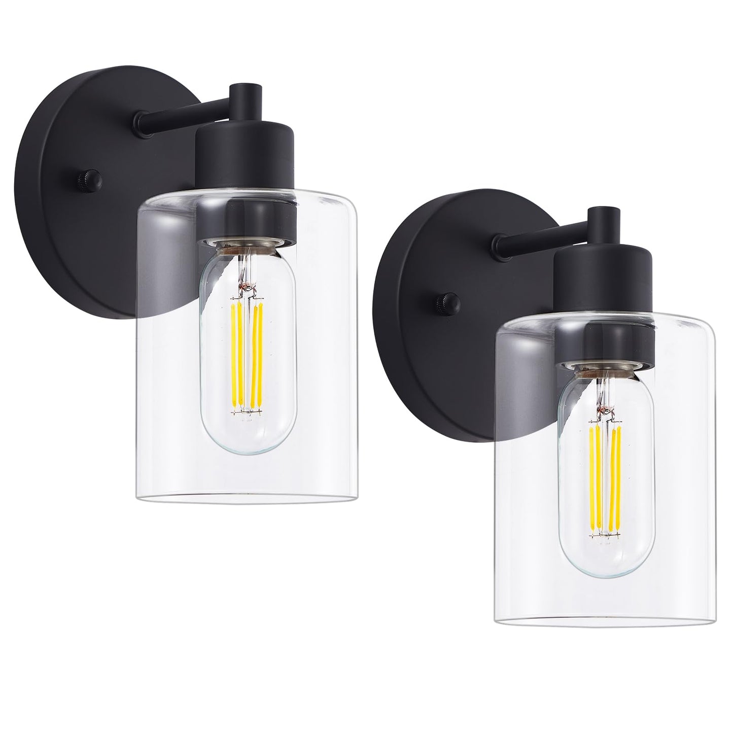 Sopeas Wall Sconces For Bathroom  Modern Vanity Light Fixtures  Black Wall Mount Lighting Lanterns  Farmhouse Wall Lights With Clear Glass Shade For Bedroom Living Room Mirror Hallway Kitchen(2Pack)