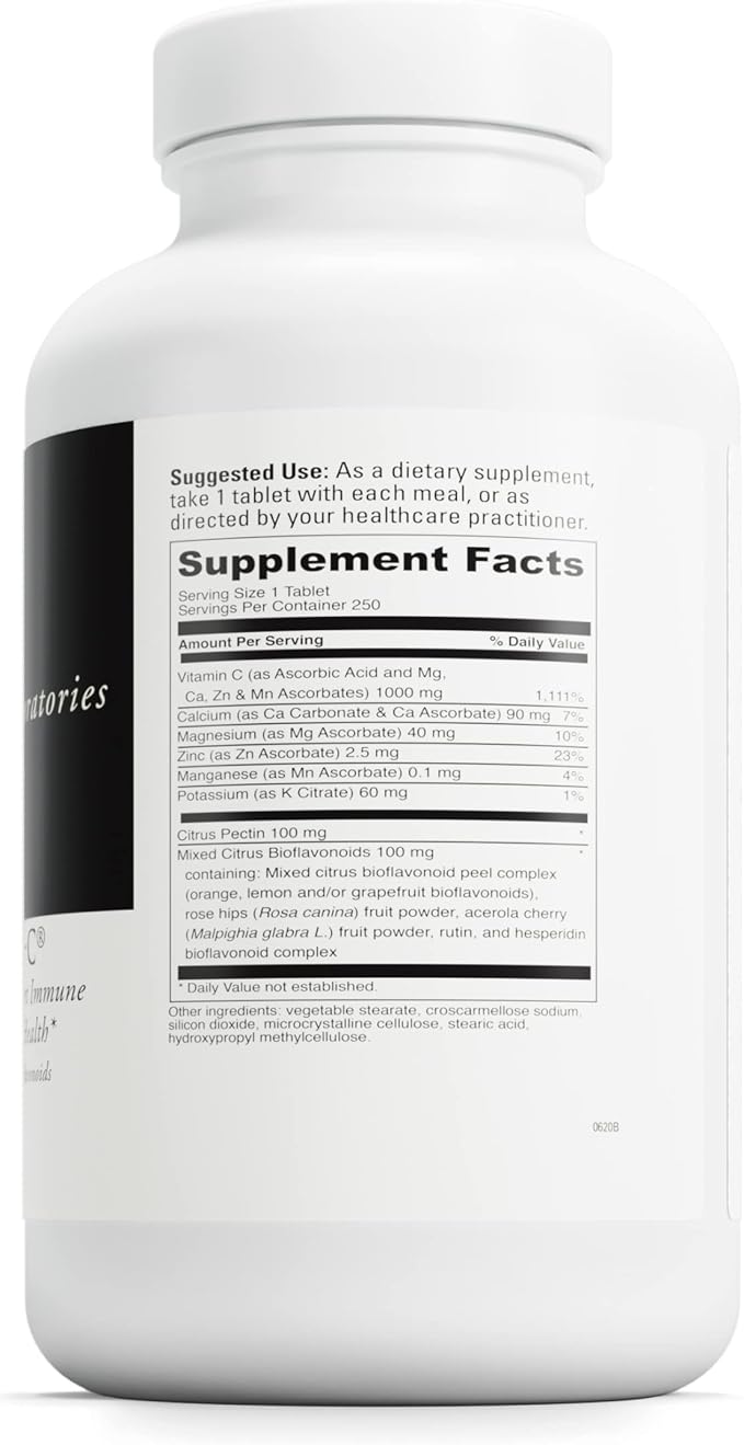 DAVINCI Labs Poten-C - Support Immune System Function & Collagen Health* - Vitamin C, Calcium, Magnesium, Zinc, Potassium, Manganese & Bioflavonoids - Vegetarian - Gluten-Free - 250 Tablets