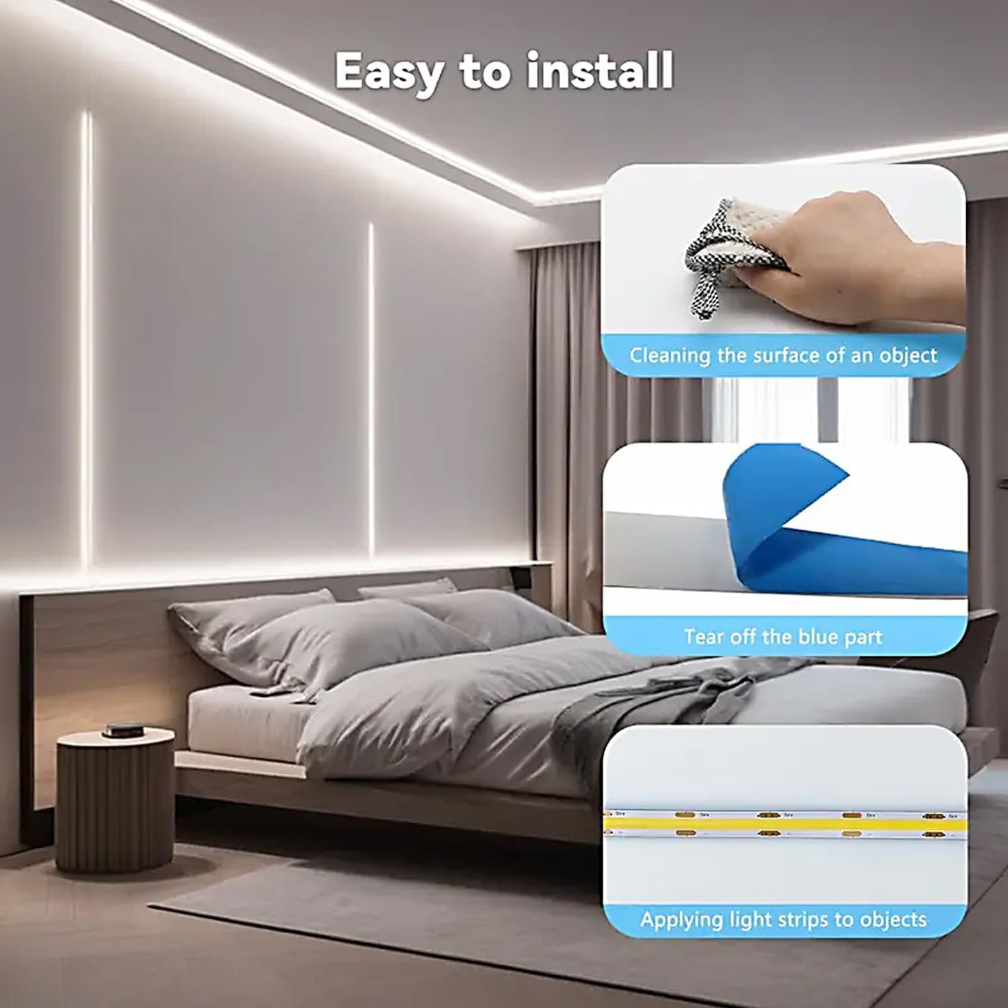 Zslaifu 24V Cob Led Strip Light  16.4Ft Touch Dimmable Led Light Strip  High Density Flexible White Tape Lights  Cri90+ Led Lighting For Backlighting For Tv  Bedroom  Cabinet  Indoor Decor