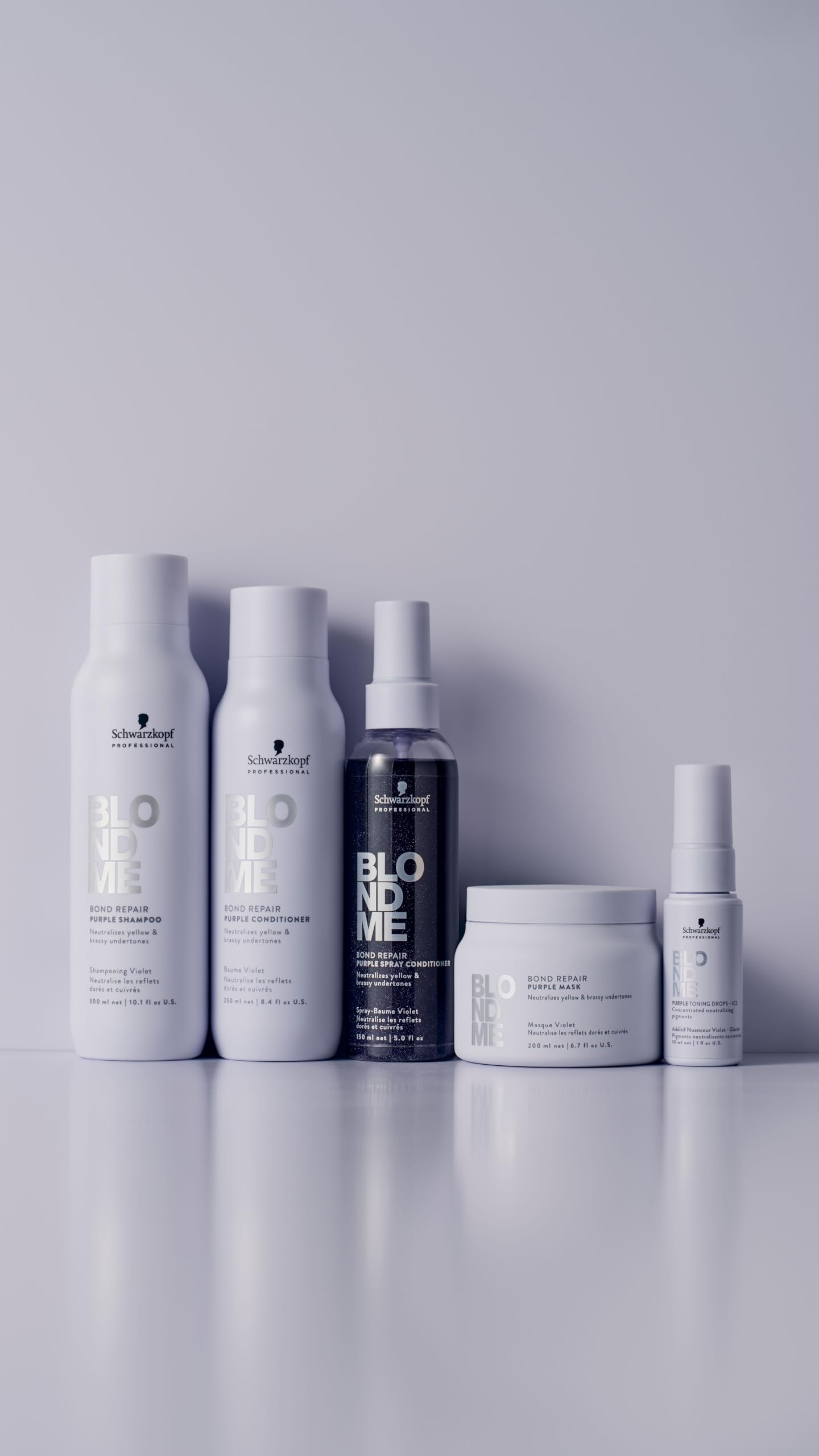 BlondMe Bond Repair Purple Spray Conditioner for Blonde Hair | Neutralize Yellow & Brassy Tones | Strengthen, Repair, & Prevent
