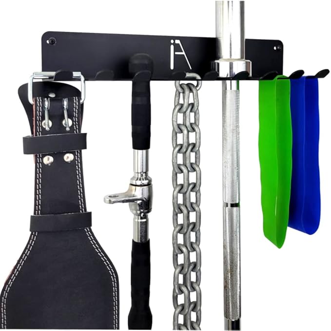 IRON AMERICAN) Gym Storage Hanger/Heavy Duty Multi-Purpose Gym Rack for Lifting Belts, Chains, Exercise Bands, Jump Ropes...
