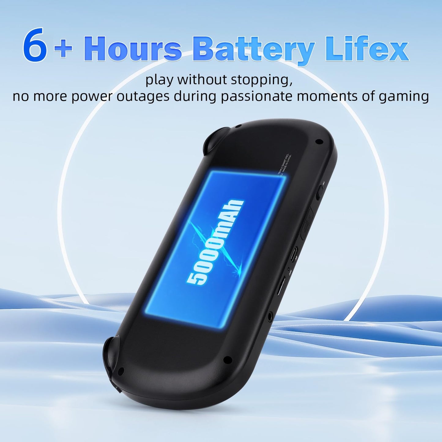 Trimui Smart Pro Retro Handheld Gaming Console Video Gaming Console Dual Joystick Design 4.96 inch 720x1280 IPS Screen 5000mAh Built-in 64G TF Card Portable Game Console Linux System Black