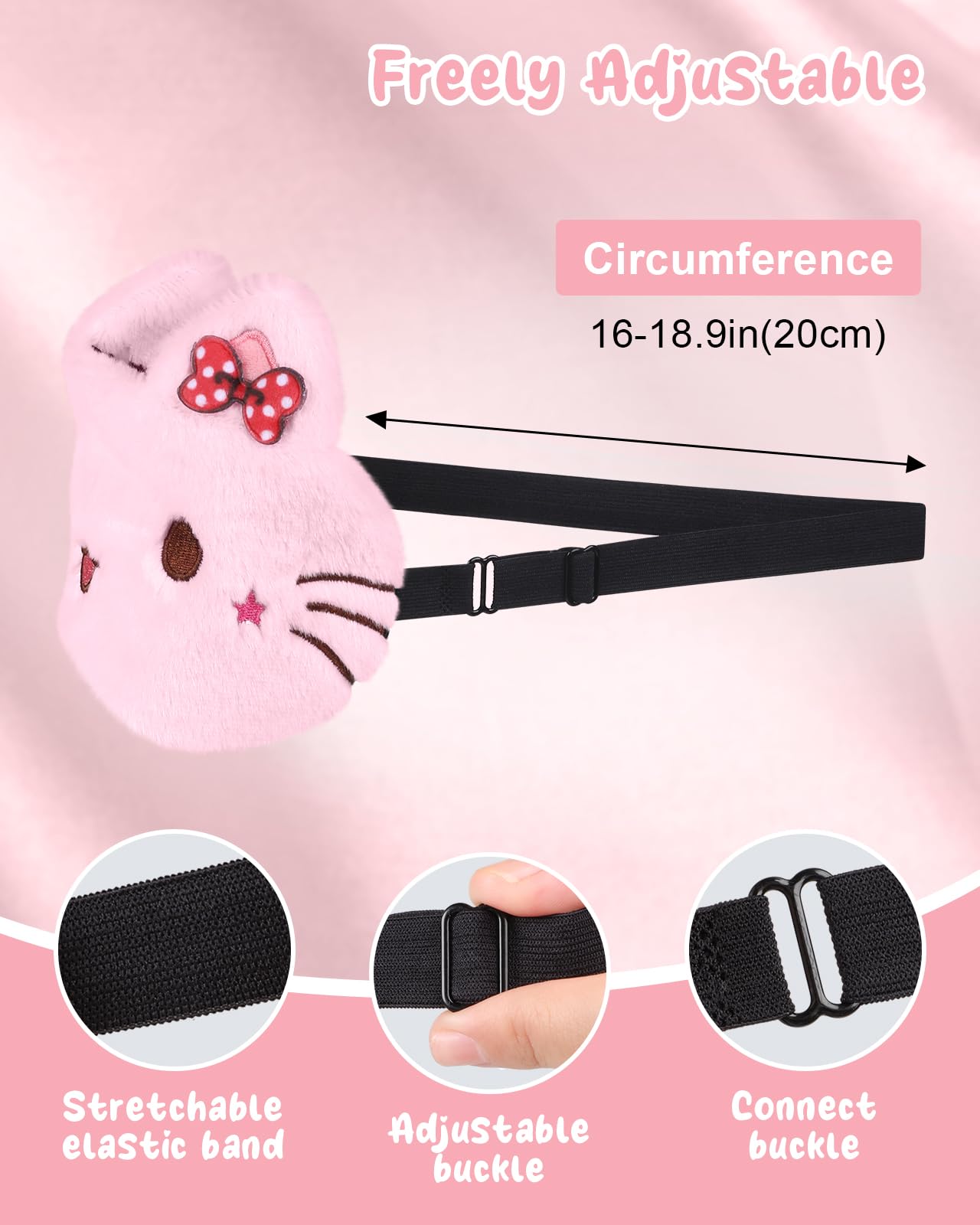 Miss Adola Sleep Mask for Kids - Cute Cartoon Plush Fuffy Sleeping Eye Cover Cat Kawaii Soft Eyeshade with Adjustable Strap Animal Eye Blindfold for Kids Girls Boys Teens