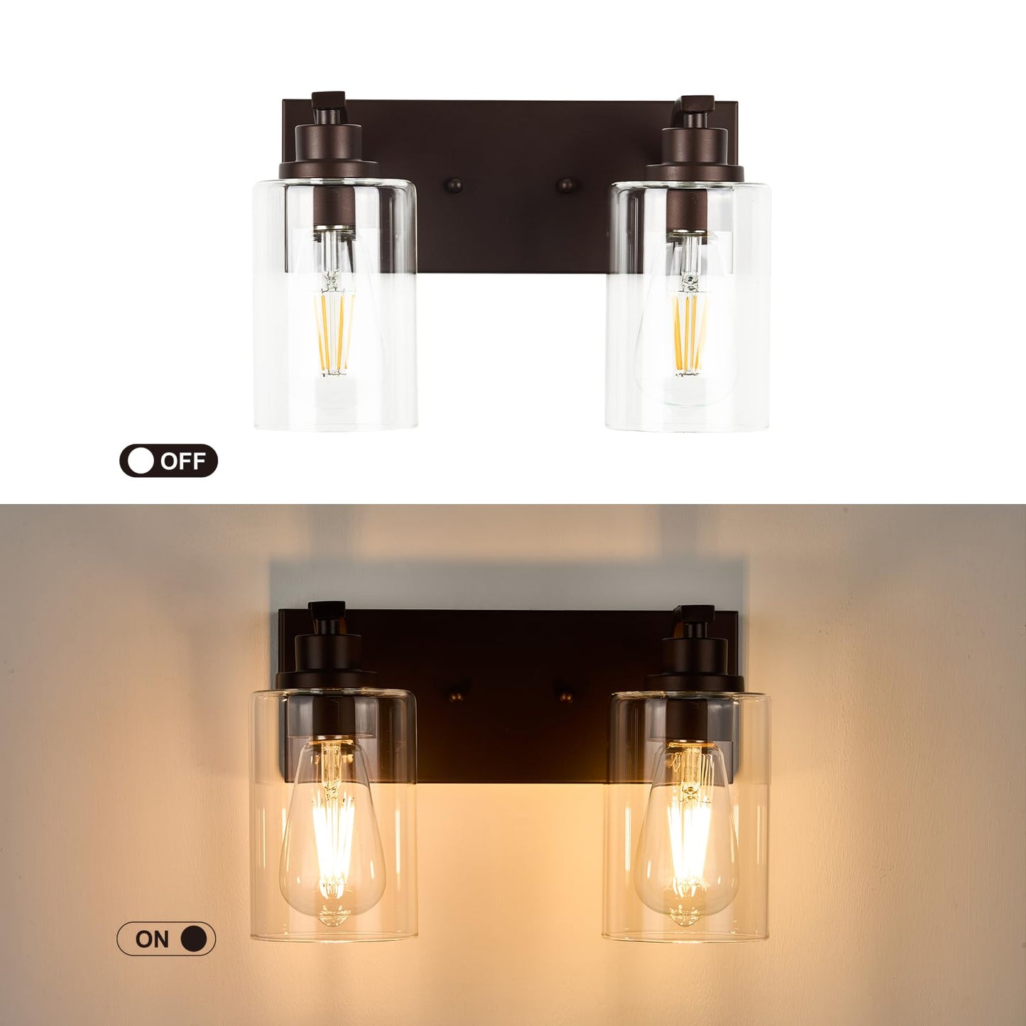 Alaislyc 2-Light Bathroom Light Fixtures Modern Orb Vanity Lights For Bathroom Lighting Fixtures Over Mirror With Clear Glass Shade For Cabinet Mirror Bedroom Hallway
