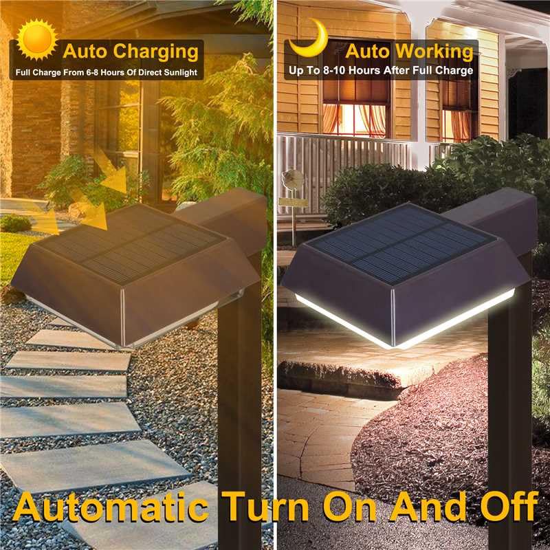 Bobcat Solar Pathway LED Lights Super Bright 300 lumens with 2-in-1 Warm White and Daylight Modes, Dark Brown Solar Lights Outdoor Waterproof for Path, Sidewalk, Driveway or Walk Way Light(4 Pack)