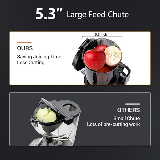 Repaly Compact Slow Masticating Juicer -Juicer Machines Up to 92% Juice Yield 3.1"" Wide Chute for High Nutrient Fruits Vegetables,Cold Press Juicer Easy Clean with Brush Pulp Measuring Cup Reverse