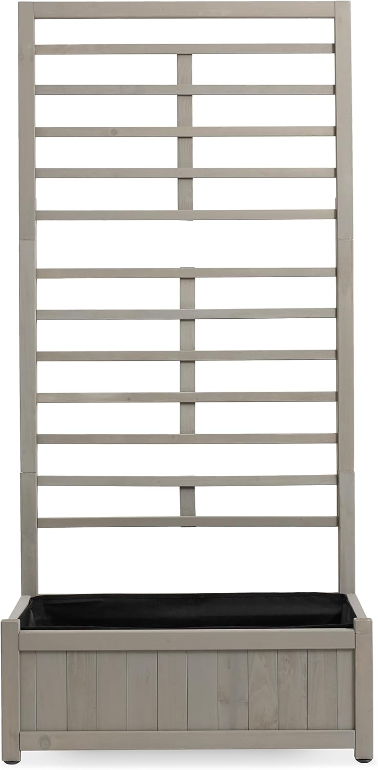 Casafield Set of Two Wooden Climbing Planter Boxes - Raised Garden Beds with Trellis Plant Stand for Outdoor