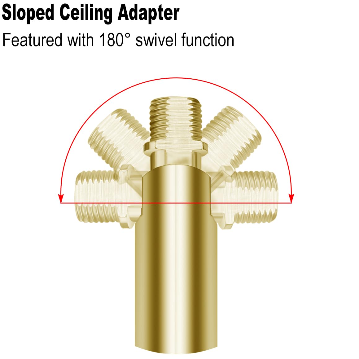 M10 Threaded Extension Poles Lighting Fixture Downrods Stems & 180 Degrees Sloped Ceiling Adapter Kits For Pendant Light  Island Lighting  Chandeliers (Brass)