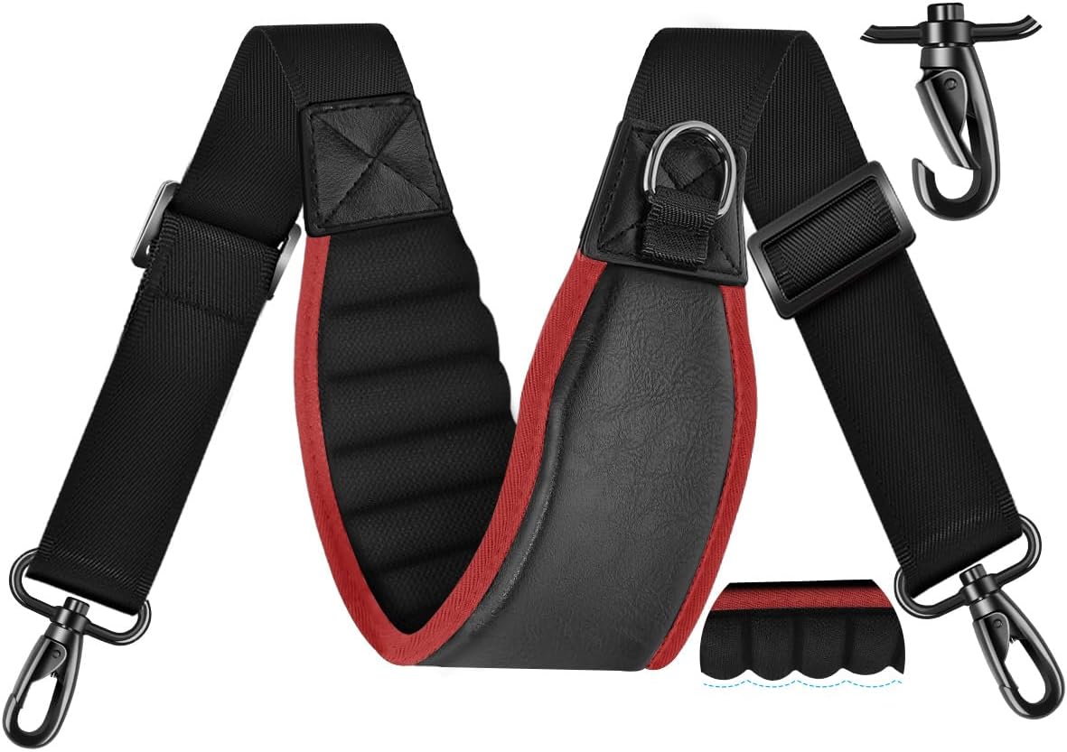 ZINZ 3D Air Cushion 58 inch Strap for Bags with Fixed Ultra-Thick Padded Breathable, Universal Strap with Double Adjustable Buckles and Swivel Hooks for D-ring Bags,Red edge